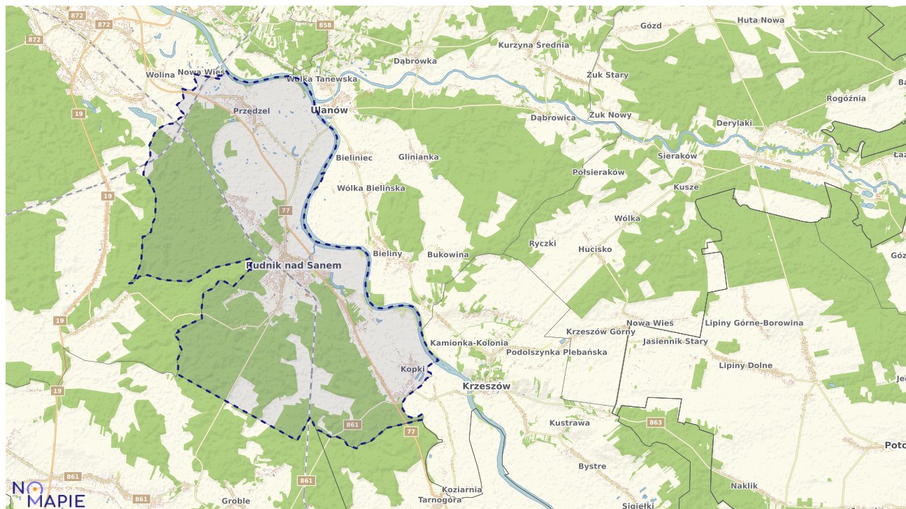 Mapa obszarów ochrony przyrody Rudnika nad Sanem